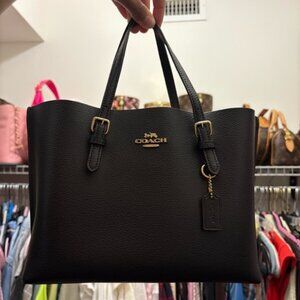 Coach Mollie Tote 25 Black Leather Bag